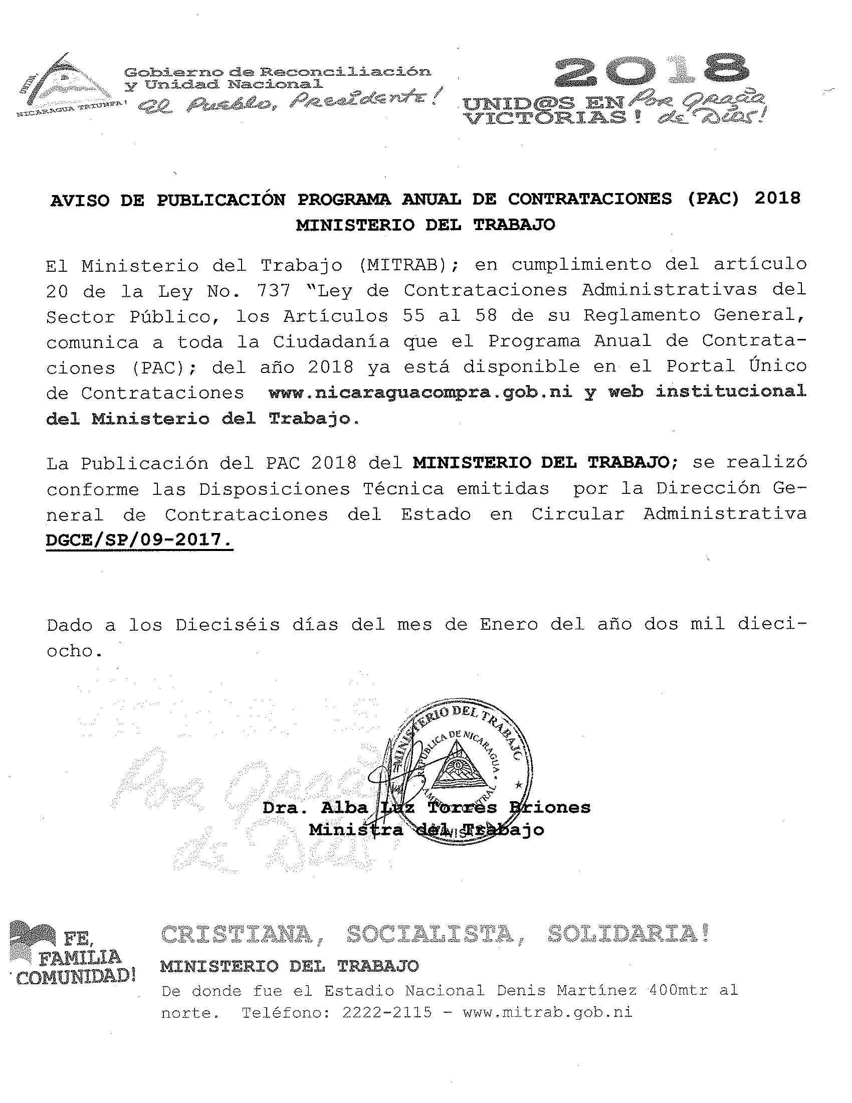Publicación PAC 2018 Gaceta