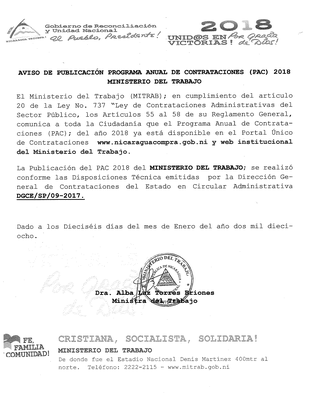 Publicación PAC 2018 Gaceta